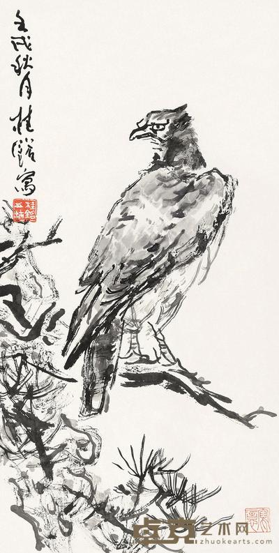 张桂铭 鹰 镜片  69×34cm