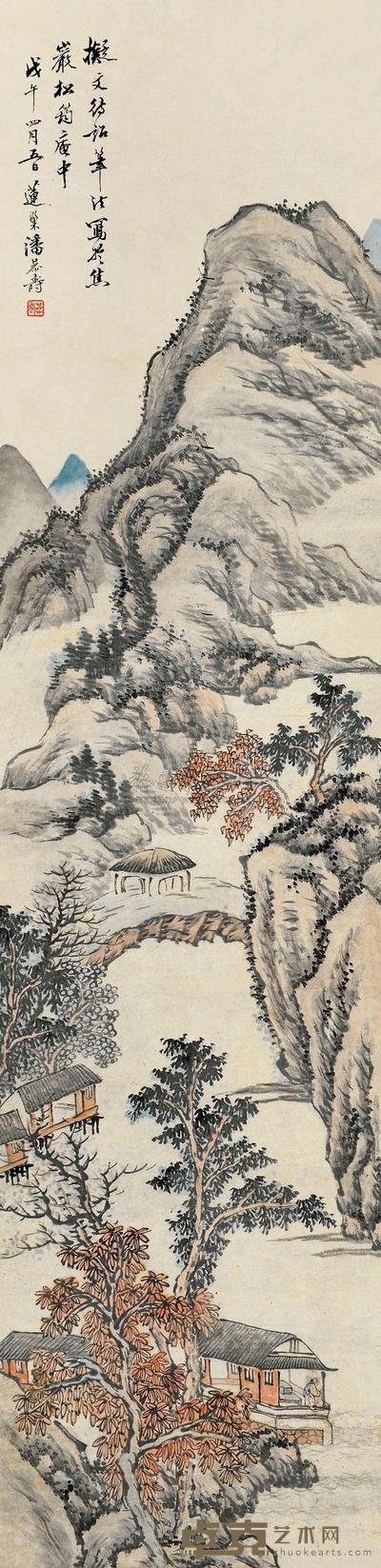 潘恭寿 山水 立轴  127×31cm