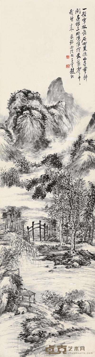 赵云壑 山水 屏轴  175×46cm
