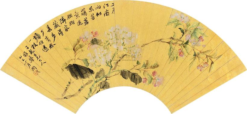 陶溶 花卉 扇片 