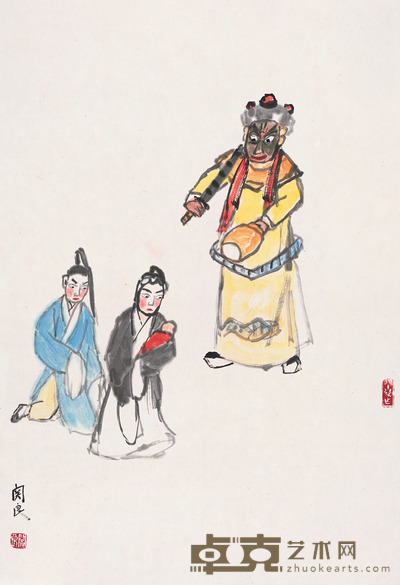 关良 戏曲人物 立轴 66×45cm