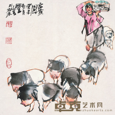 史国良 2003年作 富贵图 镜片 34.5×35cm