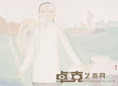 田黎明 牧歌 镜片 设色纸本 36×46cm
