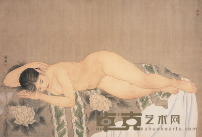 叶华 醉入眠 镜片 设色纸本  80×55cm
