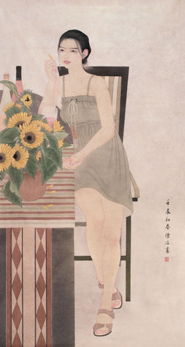 陈治 花香 镜片 设色纸本 