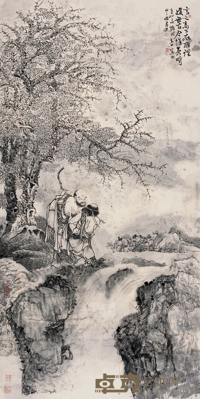 张东林 言之高下在格理 镜片 设色纸本  138×65cm
