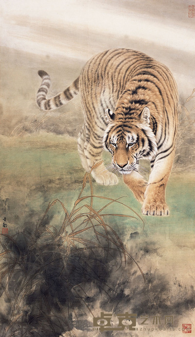 王生勇 虎 镜片 设色纸本  140×81cm