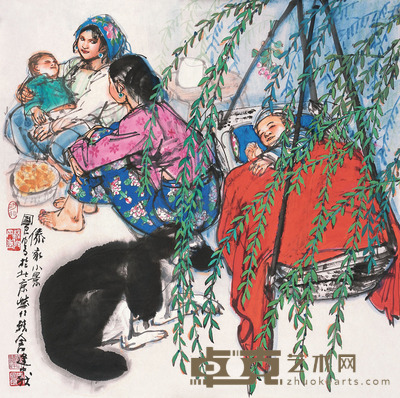 史国良 傣家小景 镜片 设色纸本 68×68cm