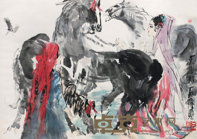 石齐 天山行 镜片 设色纸本  60×83cm