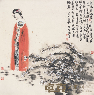 冯远 宋人诗意图 镜片 设色纸本  68×68cm