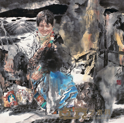 谭乃麟 登科 镜片 设色纸本  67.5×67.5cm