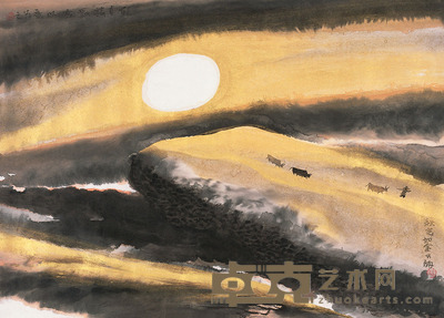 贾又福 秋光如金 镜片 设色纸本  49×69cm