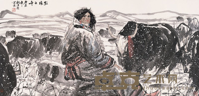 杜滋龄 牧场之冬 镜片 设色纸本  69×137cm