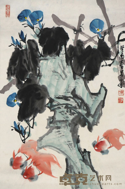 郑若泉　鱼石图 45×68cm