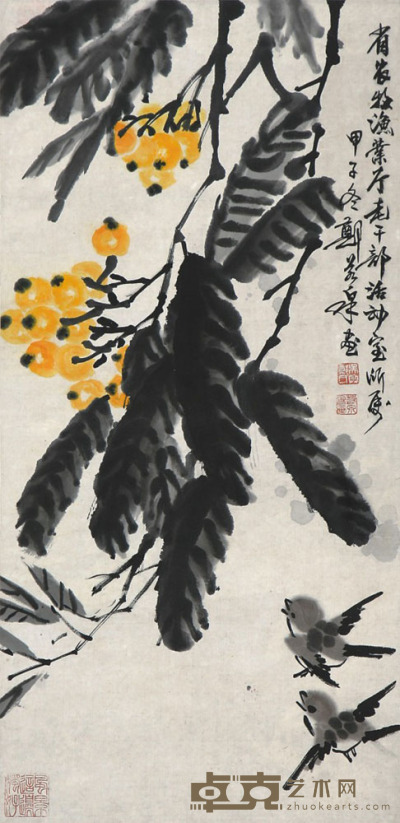 郑若泉　花鸟 33.5×68cm