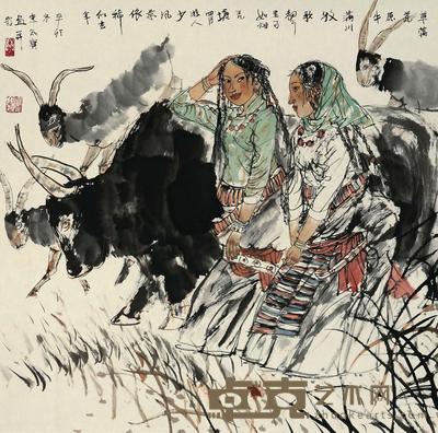 李知宝 2011年作 牧歌声里 镜心 70×70cm