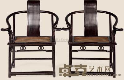 民国 梓檀书卷椅 （两件） 65×50×102cm