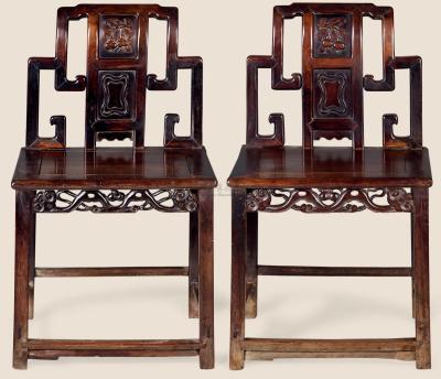 清 红木雕葫芦单背椅 （两件）