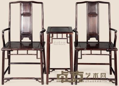 红木明式扶手椅 （三件） 56×45×107cm；44×35×70cm