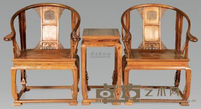 黄花梨宫廷椅 （三件） 63×50×99cm；50×38×73cm
