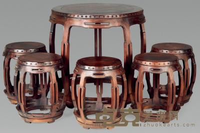 红木鼓式桌 （六件） 33×33×49cm；77×77×79cm