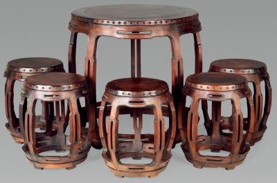 红木鼓式桌 （六件）