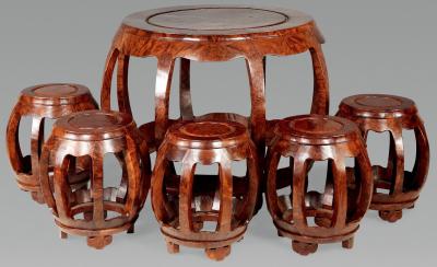 影木鼓式圆桌 （六件）