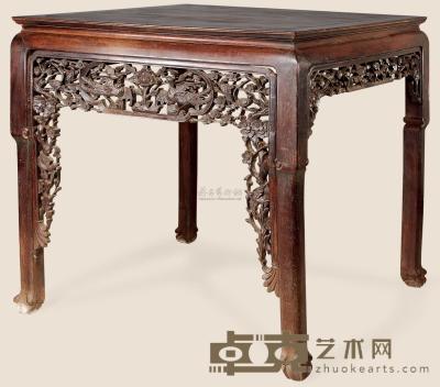清 红木雕凤纹大供桌 108×108×110cm