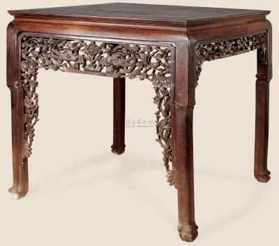 清 红木雕凤纹大供桌