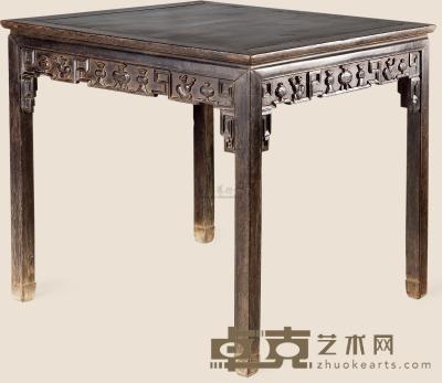 清 铁力木雕博古方桌 90×90×86cm