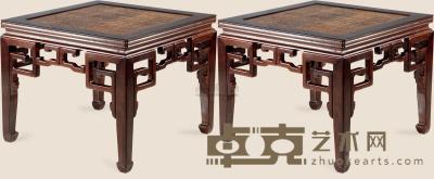 清 红木禅凳 （两件） 61×61×50cm