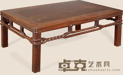 清 红木雕绳纹长方桌 89×60×33cm