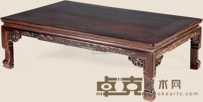 清 红木雕草龙长方桌 119×79×38cm