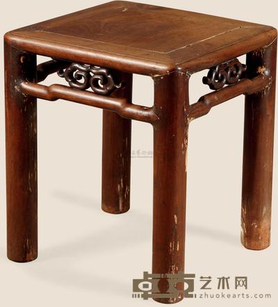 清 花梨木雕圆腿凳 43×43×50cm