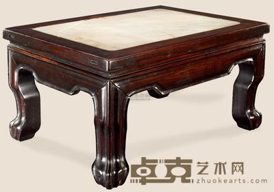 清 红木大理石长方几 长52cm