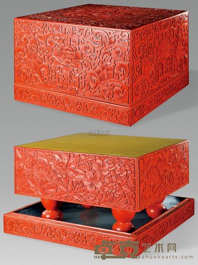 民国 剔红围棋盒 长53cm