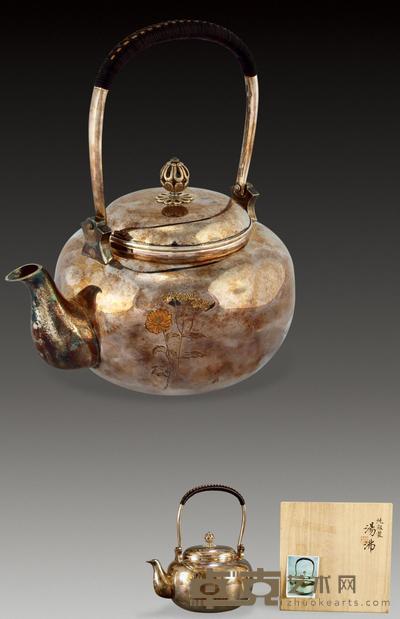 纯银刻菊花壶 长22cm