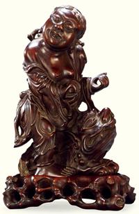 清中期 木雕刘海戏蟾