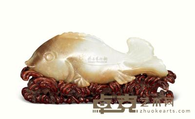 清 青白玉雕鱼摆件 长13.5cm