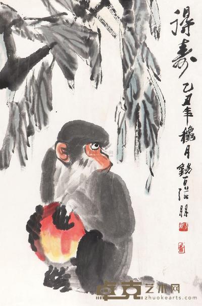 张鹏 1985年作 得寿 镜心 68×44cm