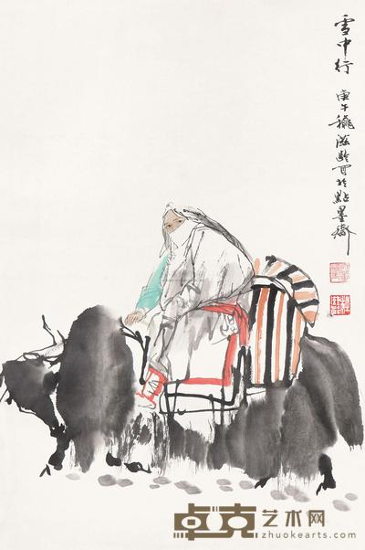 杜滋龄 1990年作 雪中行 立轴 68×45cm