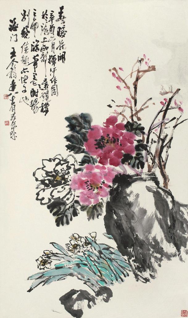 王个簃 辛酉（1981年）作 春暖花开 立轴