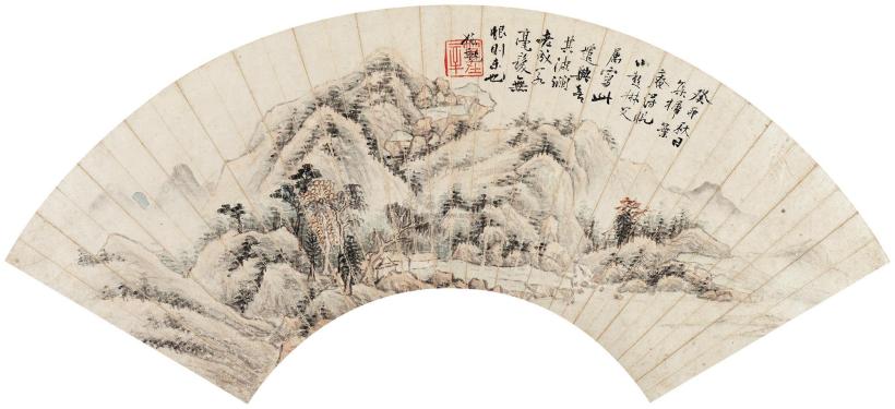 笪重光 癸卯（1663年）作 秋山图 扇面
