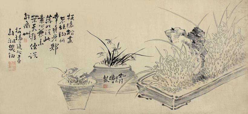 郑燮 （款） 己巳（1749年）作 盆兰图 横幅