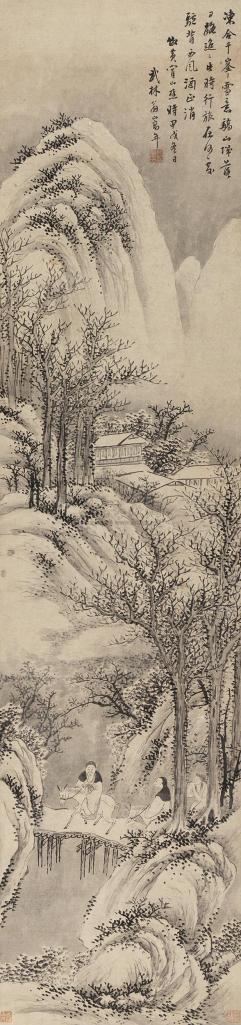 翁嵩年 甲戌（1694年）作 雪山行旅图 立轴