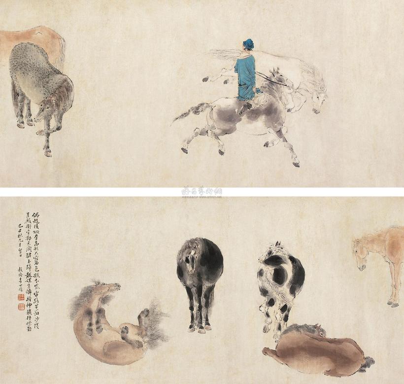 李世倬 己丑（1769年）作 神骏图卷 手卷