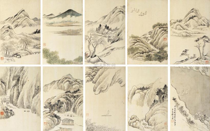 张之万 甲戌（1874年）作 仿古山水册 册页