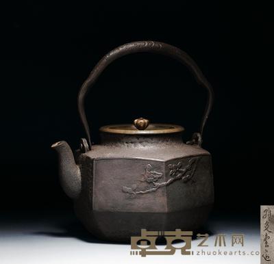 富贵花开六方铁壶 高23.5cm