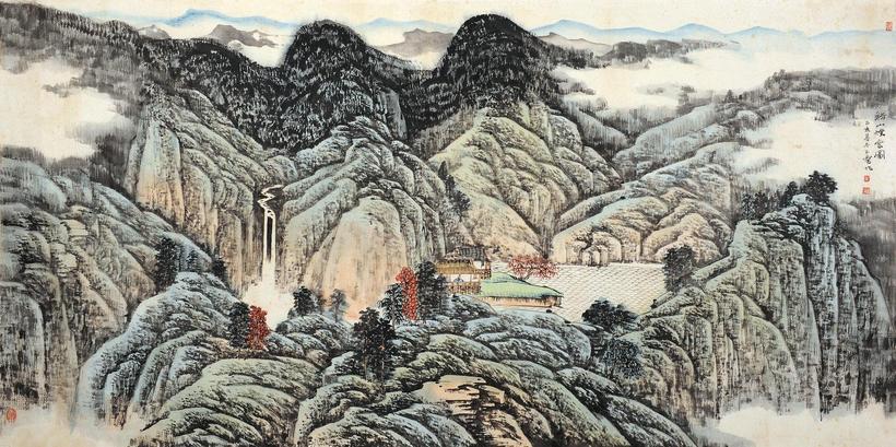宋玉麟 溪山烟云图 镜片