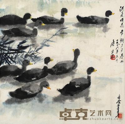唐云 米谷 群鸭图 镜心 63.5×70cm